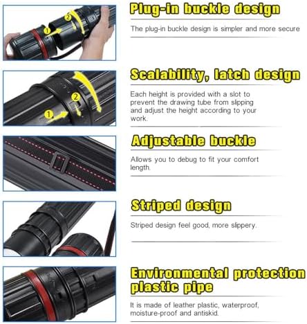 DEWEL 2Pcs Poster Tube Extends from 30" to 51", Waterproof Telescoping Plastic Art Tube for Poster Art Document Blueprint Fishing Rod, Light Resistant with Carrying Strap(Black XL Size) - Image 2