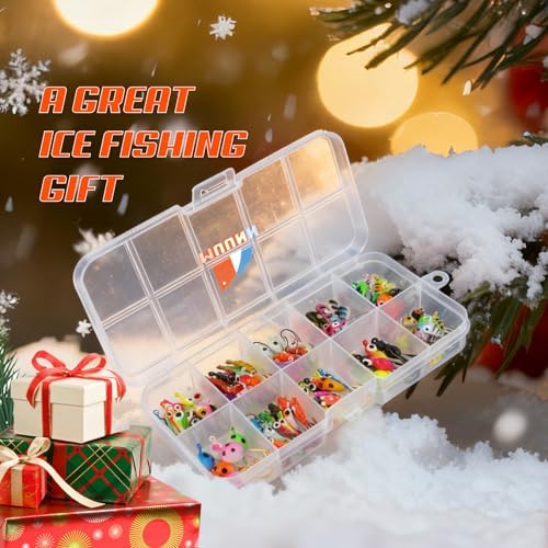 Ice Fishing Jigs Kit, 36/60/100pcs Micro Jig Heads Lures Hook Set for Winter Ice Jigging, Panfish, Perch, Trout, Bluegill, Walleye, Crappie Ice Fishing Lures Hooks Set with Storage Box - Image 5