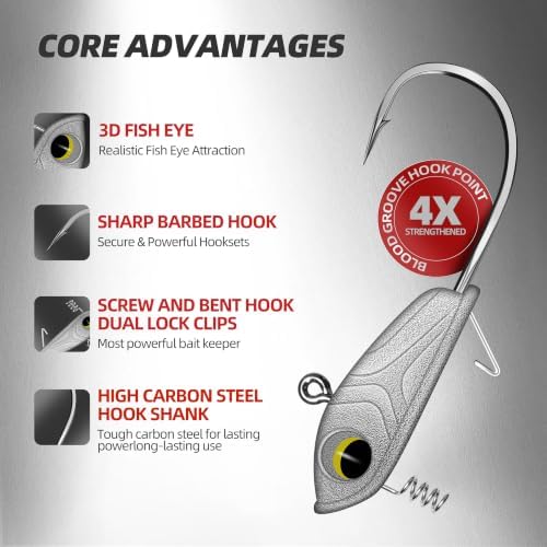 Micro Jig Heads, 10PCS Ultralight Hooks with 3D Fish Eyes for Crappie, Trout, Panfish, Bass and Soft Plastic Baits - Image 2