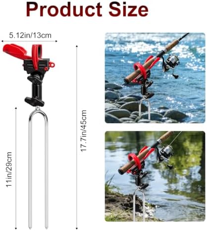 Fishing Rod Holder for Ground 2 Pack,Height Adjustable 22.4-34.3in,360 Degree Adjustable Easy Folder Rod Holder for Ground (Rod Holder -01) - Image 5