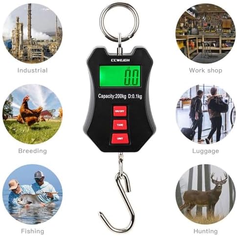440lb/200kg Digital Crane Scale - Compact LCD Handheld Hanging Scale for Garage, Farm, Hunting, Fishing & More(200kg/Black) - Image 5