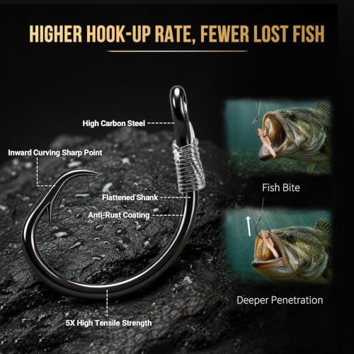 FishTrip Pre-Rigged Catfish Rigs Circle/Octopus Hooks 5/10 Pack 20lb NT40 - Image 3