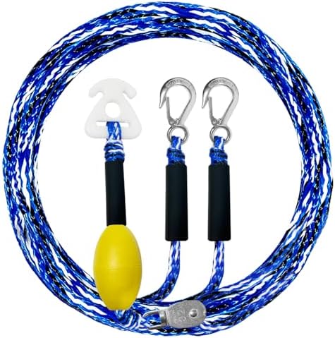 Heavy Duty Boat Tow Harness, Floating Ski Tow Boat Harness with Stainless Steel Hooks, Pulley and Float, Self Centering Tube Rope Tow Harness for Tubing, Water Skiing, Wakeboarding by XUANNIAO