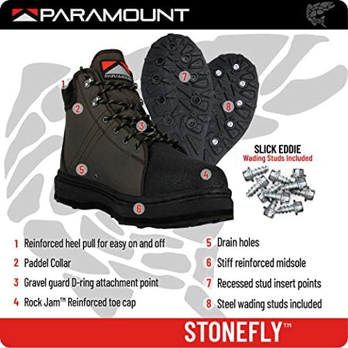 Paramount Outdoors Womens and Youth Stonefly Cleated and Felt Sole Wading Shoe Fly Fishing Boot - Image 5