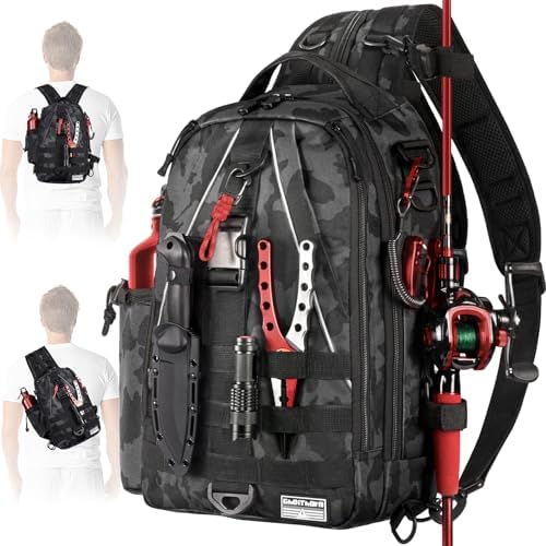 Ghosthorn Fishing Backpack with Rod Holder, Tackle Storage Bag Lightweight by Ghosthorn