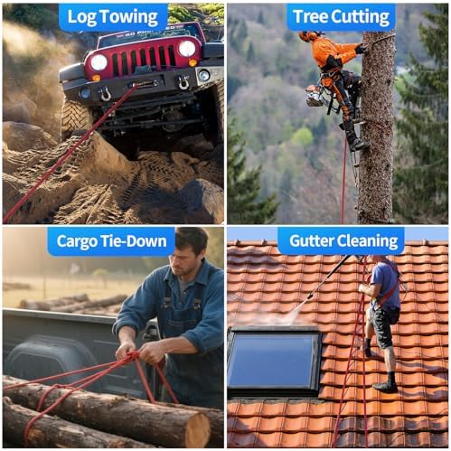 100Ft 3/4 Inch Climbing Rope, Heavy Duty Arborist Rope(Red) - Image 6