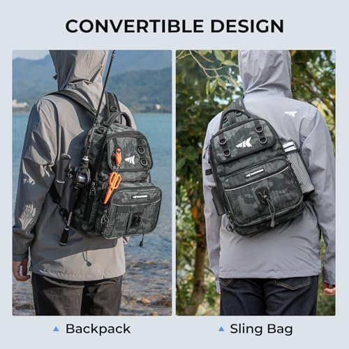 KastKing BaitSpace Fishing Sling Bag, Fishing Backpack with Rod Holder - Image 2