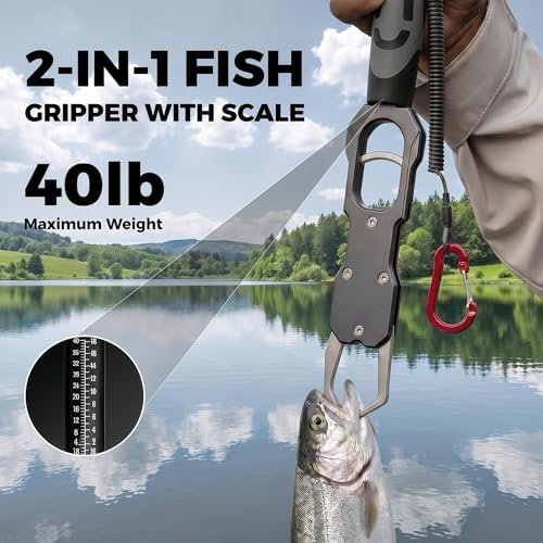 Fish Lip Gripper with Scale，40LB Fish Gripper with 360° Swivel Handle - Image 2