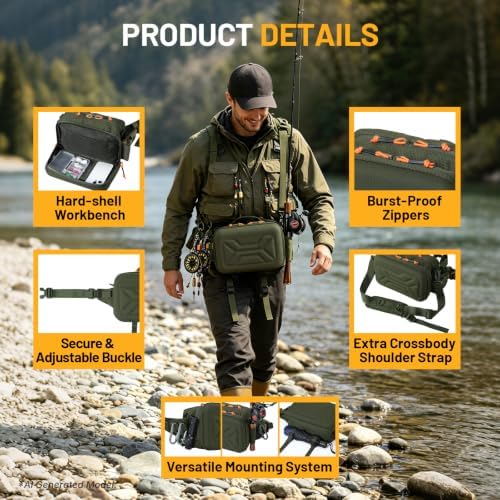 AUMENТAR Fishing Waist Bag, Lure Fishing Fanny Pack, Hard Shell Tackle Bag - Image 5