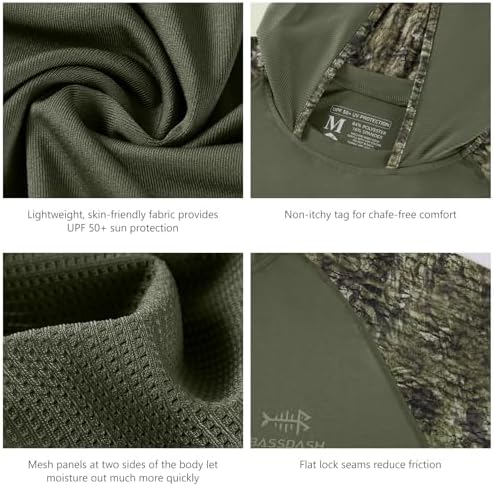 BASSDASH Men’s UPF 50 Performance Fishing Shirt Cooling Hoodie Camo Long Sleeve FS17M - Image 6