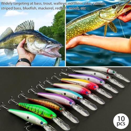 Fishing Lures Deep Diving Crankbait Rattle Minnow Jerkbait Walleye Lures - Image 6