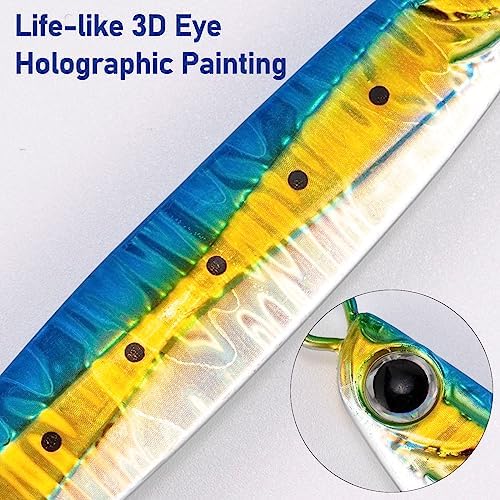 Dr.Fish 3 Pack Saltwater Fishing Jigs Jigging Spoon Fishing Lures Offshore Glow Vertical Diamond Metal Casting Jigs Saltwater Blue 1.5oz - Image 5