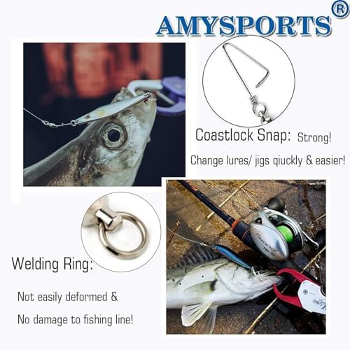 AMYSPORTS High Strength Fishing Snap Swivels - Stainless Steel Ball Bearing Swivels - Saltwater & Freshwater Fishing - Image 4