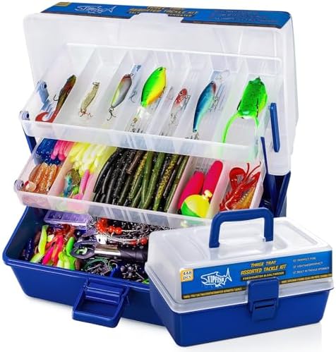 Large 3-Layer Fishing Tackle Box Lures with Tackle Included 448 Pcs by VipfishFishing