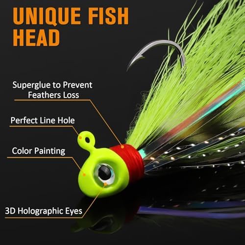 Crappie Jigs Hand-Tied Hair Jigs Fishing Jigs Bucktail Crappie Jig Heads - Image 4