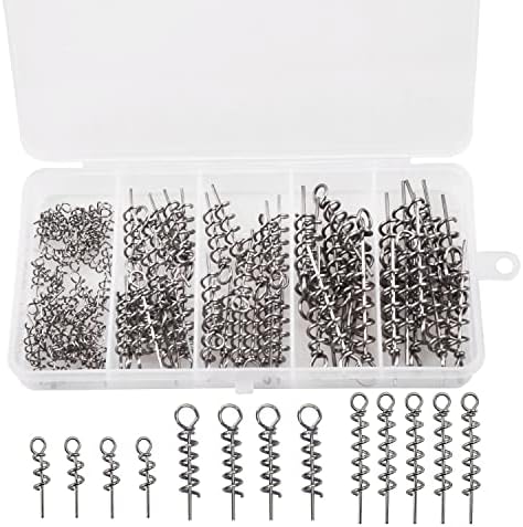 Soft Lure Bait Spring Twist Lock,100pcs Fishing Crank Hook Centering Pin Soft Lure Bait Worm Crank Swimbait Keeper Needle Springs Screw Lock Fixed Latch by JOGFFDE