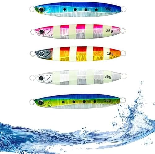 Easy Catch Fishing Jigs Saltwater Laser Lures Jigs Vertical Jigging Spoon Baits for Boat Fishing with Treble Hooks and Double Assist Hook Ideal for Tuna Grouper Snapper Salmon Bass Rockfish Lingcod - Image 5