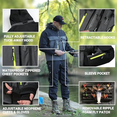 8 Fans Fishing Wading Jackets Breathable Waterproof Fishing Rain Jackets for Men&Women - Image 2