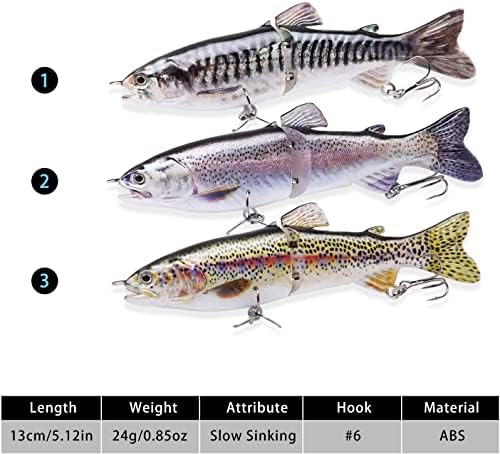 TRUSCEND Swimmax Easy Catch Fishing Lures with BKK Hooks, Wiggling, Vibrating, Rattling and Gurgling for More Bite, Heavy-Duty Dyneema Fiber Jointed Swimbaits for Bass, Trout, Walleye, Crappie, Pike - Image 5