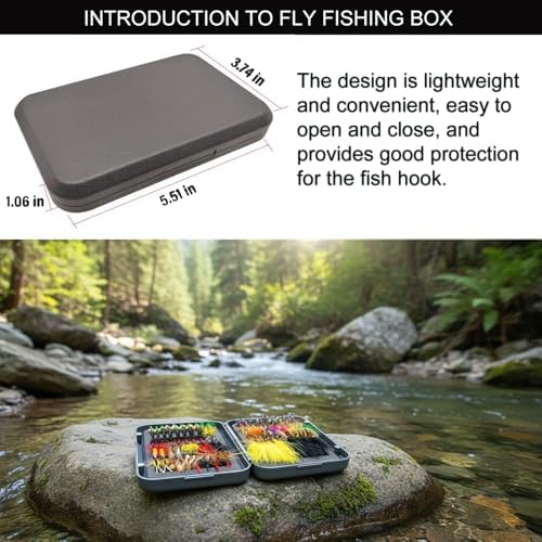 Fly Fishing Assorted Flies Kit, Pack of 90 pcs Including Dry and Wet Flies, Nymphs, Streamers, Wooly Buggers, Terrestrials and More, Magnetic Fly Box. - Image 4