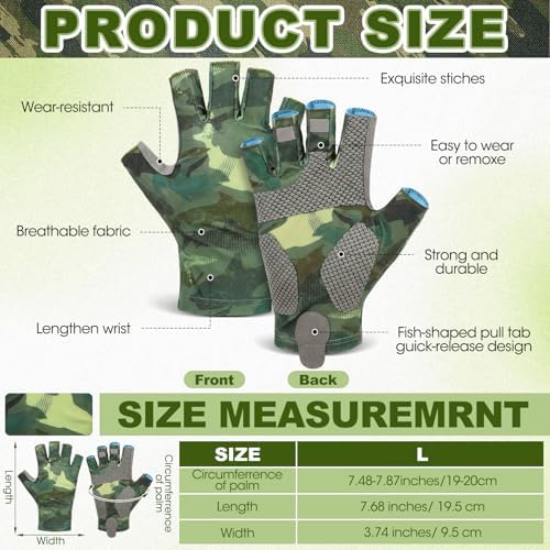 4 Pairs Fingerless Gloves Fishing Gloves, UPF 50+ Breathable, Quick-Drying Sun Protection for Men & Women Anti-Slip for Fishing, Cycling - Image 2