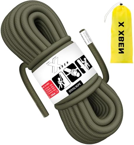 X XBEN Outdoor Climbing Rope 10M(32ft) 20M(64ft) 30M(96ft) 50M(160ft) 70M(230ft) 152M(500FT) 352M(1000FT) Static Rock Climbing Rope for Escape Rope Ice Climbing Equipment Fire Rescue Parachute by XXBEN