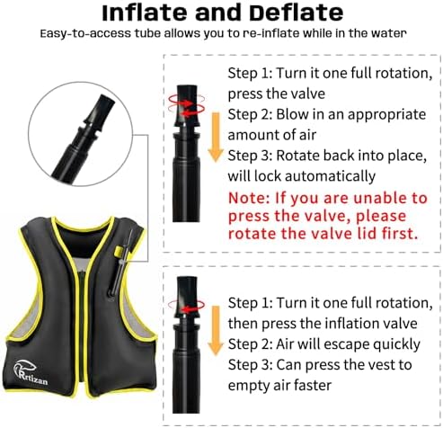 Rrtizan Inflatable Snorkel Vest for Adult, Suitable for Adult 90-220lbs - Image 3