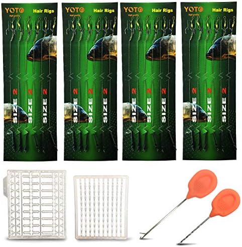 YOTO 24PCS-Carp-Fishing-Hair-Rigs,Carp Fishing Gear with Wide Gape Hook,Zig Rigs Carp Fishing Kit with Carp Accessories by YOTO