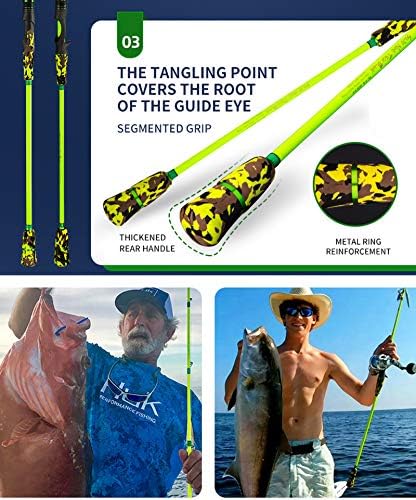 GOOFISH® Green 6'6"(195cm) Solid Nano Tech Blank Saltwater Slow Pitch Jigging Rod PE2-4 Jig 120-350g - Image 3