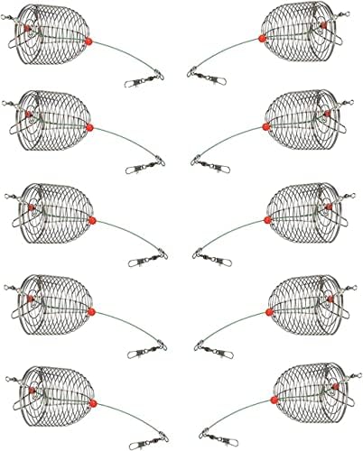 10Pcs/Pk Carp Fishing Bait Trap Cage Feeder Basket Holder Coarse Lure Feeder Carp Fishing Tackle Kit,Size L/M/S Available by Mimilure