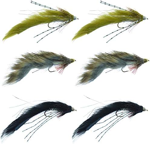 The Fly Fishing Place Muddy Buddy Zuddler Cone Head Lunchables Streamer Fly Fishing Flies Assortment - Bass and Big Trout Streamers Fly Fishing Fly Collection - 6 Flies Size 2 and 4 by TheFlyFishingPlace