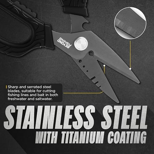 Beyond Fishing 6.5" Pro Fishing Shears Dual Serrated Blades, Fishing Braided Line Scissors with Titanium Coating, Non-Slip Grip & Multifunction Tool, Includes Hard Molded Locking Sheath - Image 5