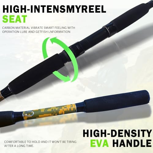 Medium Heavy Spinning Fishing Rod, 7' & 7'6" Carbon Graphite & Fiberglass Composite Rod, EVA Split Grip, Boat Rod for Bass, Trout, Catfish, Walleye, Saltwater & Freshwater Fishing - Image 4
