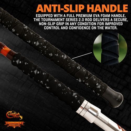 Catfish Pro Tournament Series 2.0 Glow Rod 7'6" One-Piece Spinning or Casting, M, MH, H Action, Sun-Activated Glow-in-the-Dark Rod, Anti-Slip Super Grip Handle, Stainless Steel Guides - Image 6