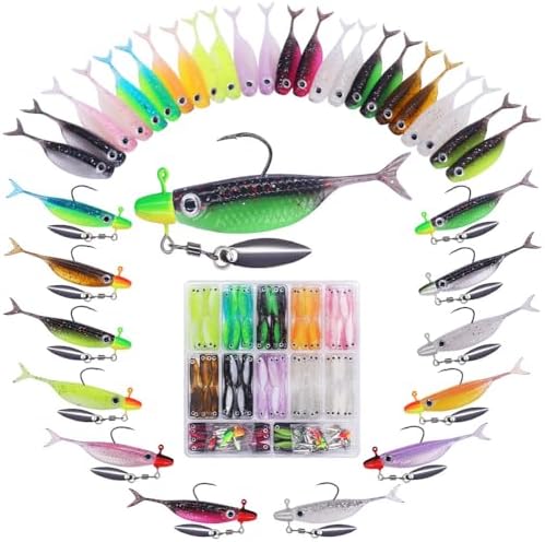 Crappie Baits Kit –40 & 135 Piece Soft Plastic Underspin Jig Heads, Shad Minnow Lures Set for Crappie Fishing Panfish Bluegill Perch Trout by LURELINK