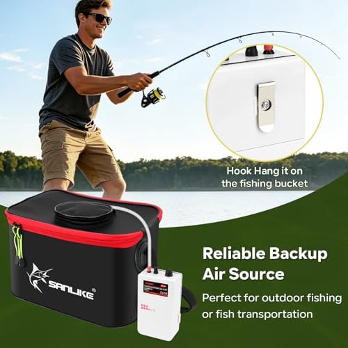 SANLIKE Foldable Live Fish Bucket Kit with Aerator Pump Leakproof Livewell - Image 6