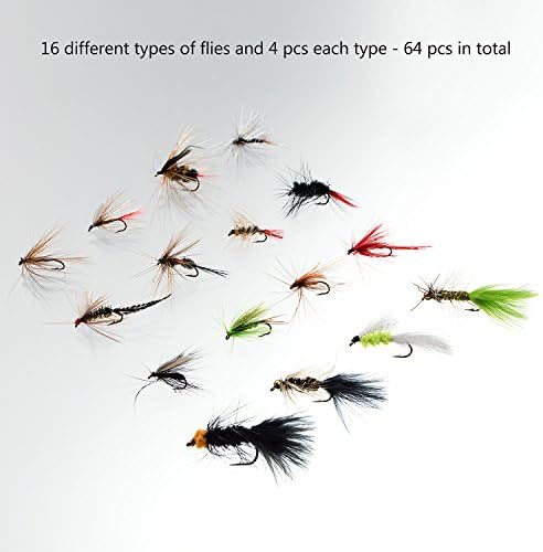Bassdash Fly Fishing Assorted Flies Kit, Pack of 64 pcs Fly Lure Including Dry Flies, Wet Flies, Nymphs, Streamers, Terrestrials, Leeches and More, with Magnetic Fly Box - Image 2