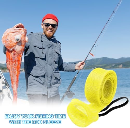 PATIKIL Rod Sock, Fishing Rod Sleeve Cover Braided Mesh Pole Protector Gloves Fishing Tools Pointed End for Spinning Fishing Rod Fly Rod Ice Rod Casting Rod - Image 7