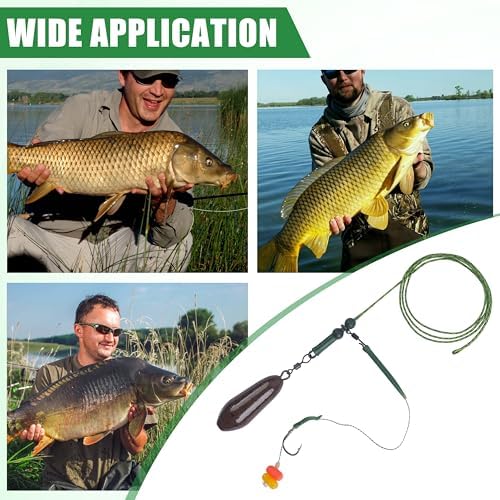 Carp Fishing Rigs Kit Carp Hair Rig with Carp Sinker Weights Carp Hooks Corn Bait Leader Rigs Quick Change Rolling Swivels Sleeves Carp Fishing Equipment Accessories - Image 7