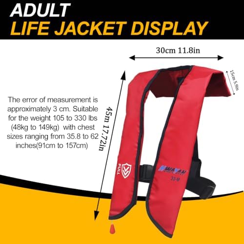 Manual Inflatable Life Jacket for Adults| Supports up to 330 lbs - Image 4