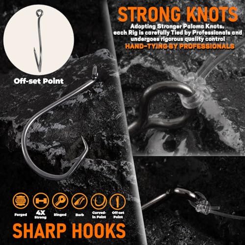 Catfish Rigs Set – 6 Pre-Tied Rigs with 2 Sinker Sliders & 2oz Dragging Weights, Float Rigs Tackle, Santee Rig, Circle Hooks– Complete & Ready-to-Use Kit - Image 7