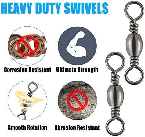 Dr.Fish Barrel Swivels Fishing Tackles, Fishing Swivels for Salwater & Freshwater, Available from #16-#6/0, Leader Line Lure Connector - Image 5