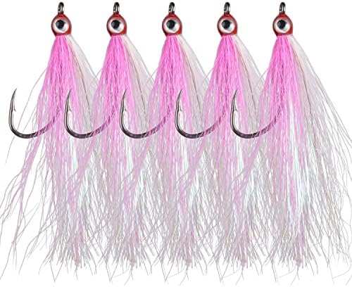 Clouser Minnow Fishing Flies Streamer Fly Fishing Lure Saltwater Striped Bass Flies Fishing Bucktail Teaser Hook Lures for Flounder Saltwater Freshwater Fishing by SILANON