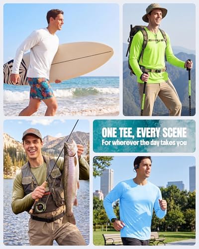 Boladeci Men's UPF 50+ Sun Protection UV SPF Shirts Long Sleeve Lightweight Quick Dry Swim T-Shirts Rash Guard - Image 2