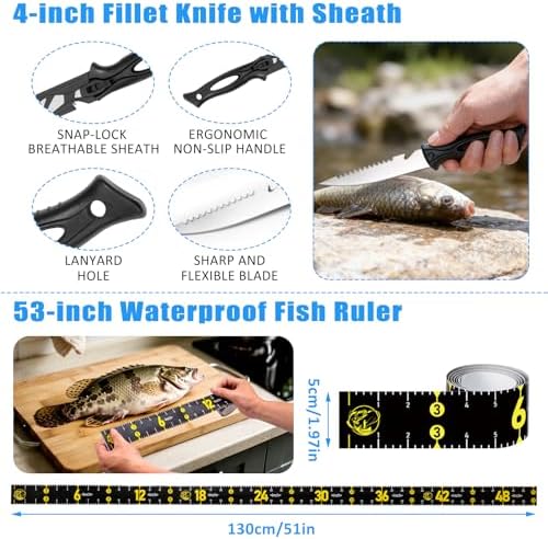 13-in-1 Fishing Multi-Tool Kit with Pliers, Fillet Knife, Lip Gripper, Scissor, Hook Remover - Fly, Ice, Saltwater & Freshwater Fishing for Serious Angler - Image 5