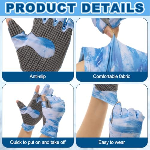 4 Pairs Fingerless Gloves Fishing Gloves, UPF 50+ Breathable, Quick-Drying Sun Protection for Men & Women Anti-Slip for Fishing, Cycling - Image 3