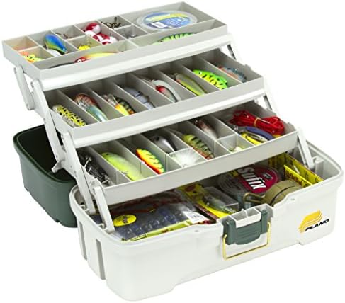 Plano 3-Tray Tackle Box with Dual Top Access, Dark Green Metallic/Off White, Premium Tackle Storage - Image 2
