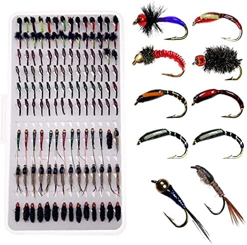 OutdoorFishing Fly Fishing Flies Kit Fly Assortment Trout Bass Fishing with Fly Box, 33/48/72/100/114/148pcs with Dry/Wet Flies, Nymphs, Streamers, Popper - Image 5