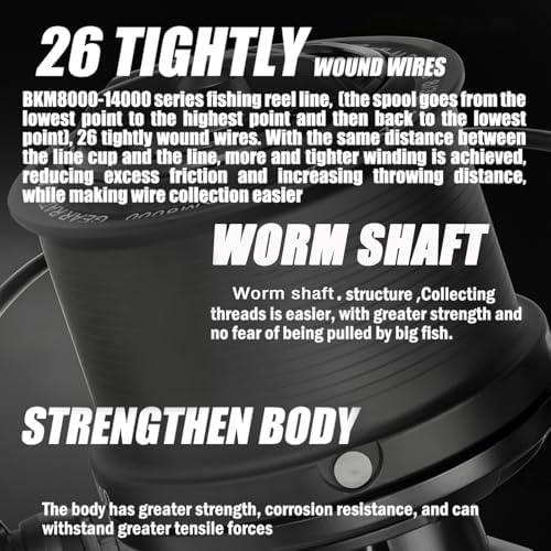 Heavy Duty Spinning Reel Metal Body with CNC Machined Spool 55LB Max Drag 6/8+1 Bearings Ultra Smooth 4.6/4.8:1 High Speed Gear Ratio Saltwater Freshwater Fishing Reel for 8000 to 14000 Series - Image 4
