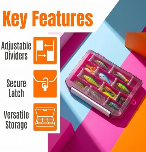 2-Pack Small Fishing Tackle Box, mini fishing lure box with Adjustable Dividers (Pink) - Image 6